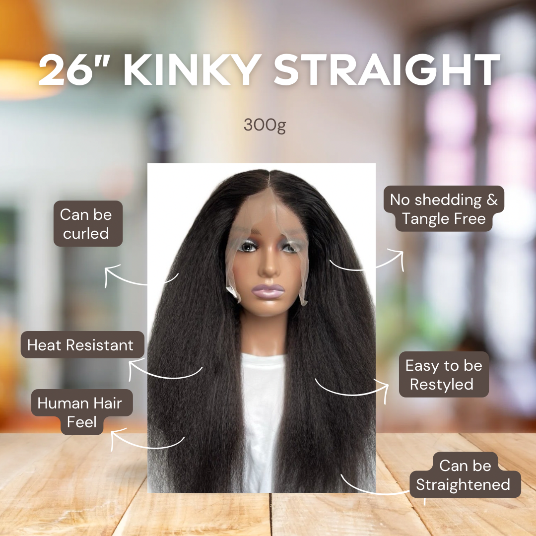 26” Kinky Straight Premium Fiber Wig – 300g